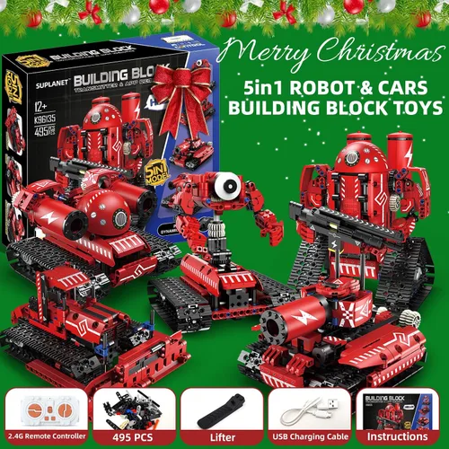 Miniatura 2 de Juguetes Robot STEM para Niños de 8 a 14 Años, Control Remoto 5 en 1 y Juguetes Robot Programables por APP - Kit Educativo de Ciencias de Robot rojo