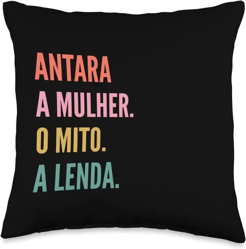 Designs De Nomes Engraçados Para Mulher Divertido cojín portugués con diseño de primer nombre, Antara, 16 x 16 pulgadas, multicolor