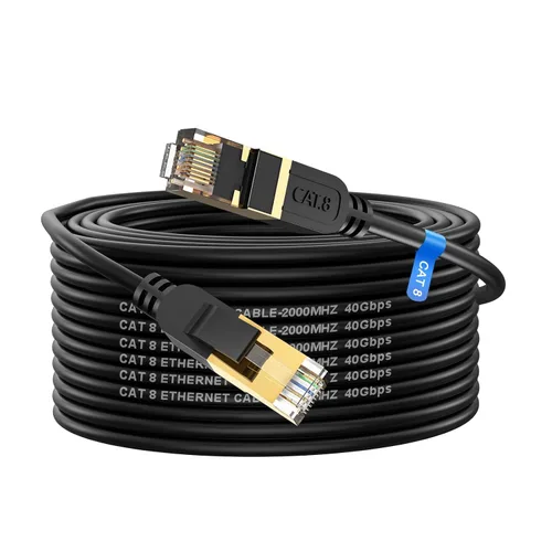 Miniatura 11 de Cable Ethernet Cat 8, cable de red LAN Cat8 de alta velocidad y servicio pesado de 10 pies 26AWG de 40 Gbps, 2000 Mhz con conector RJ45 chapado