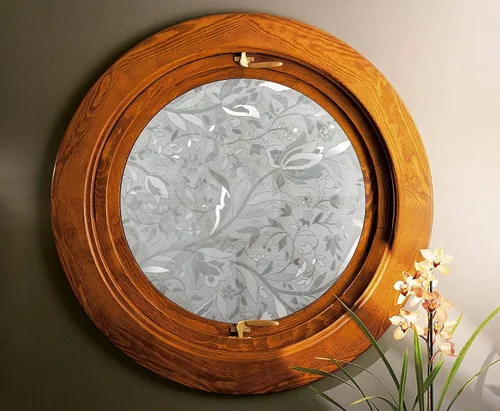 Autotech Park Película circular precortada para ventana, diseño floral serie 5, adhesivo autoestático, diámetro de 20 pulgadas
