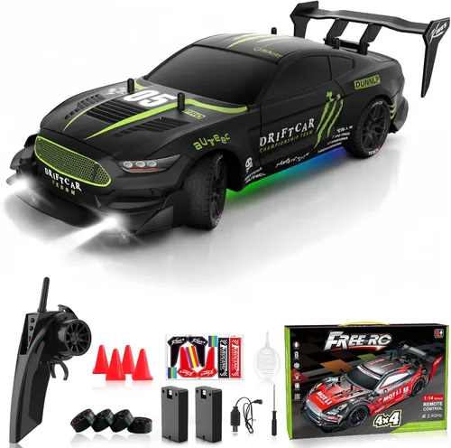 Auto RC Drift a control remoto escala 1:16 4WD RC Car con luces LED 2.4GHz 18.6 mi/h RTR de alta velocidad de carreras de juguete deportivo para