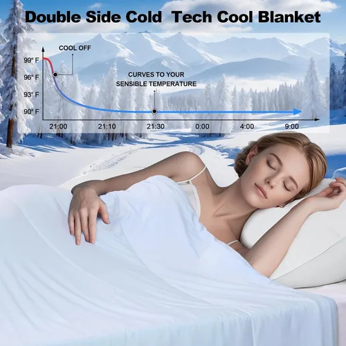 Miniatura 4 de Wolliwa Edredón refrescante tamaño individual, manta de enfriamiento en frío de doble cara para personas que duermen con calor y sudores nocturnos