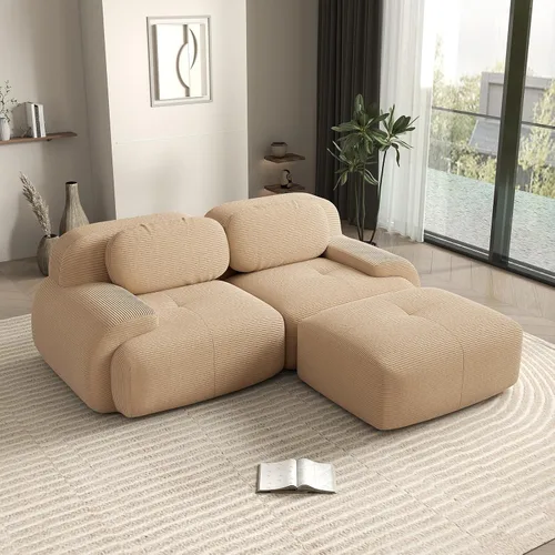 Miniatura 81 de Sofá biplaza moderno de 80 pulgadas para sala de estar, sofá de pana en forma de nube con asiento profundo, sofá modular negro, sofás de dos plazas