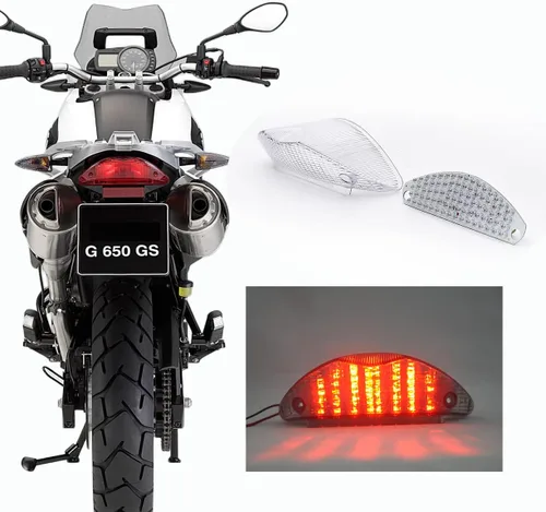 Compatible con BMW - 2003-2008 F650GS, 2004-2007 F650GS Dakar, 2008-2016 G650GS, 2011-2015 G650GS Sertao; luz trasera LED de freno de la lámpara