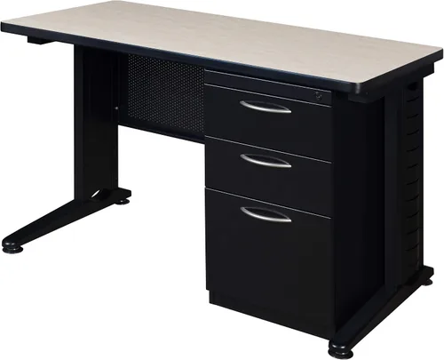 Miniatura 31 de Regency Fusion - Escritorio para profesores de 48 x 24 pulgadas con unidad de cajón de pedestal individual, color cereza