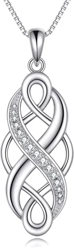 YFN Collar con colgante de ópalo creado con nudo celta irlandés, collares negros de plata esterlina para mujeres y hombres de 18 pulgadas