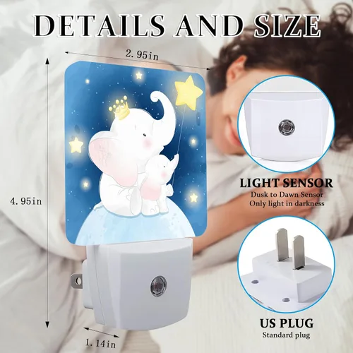 Miniatura 2 de Luz nocturna de dinosaurio, lámpara nocturna de pared enchufable con sensor de atardecer a amanecer, lámpara LED de 0.5 W de eficiencia energética