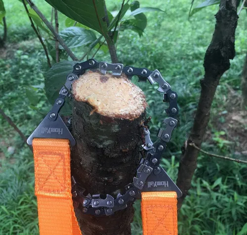 Miniatura 5 de Motosierra de bolsillo de 24 pulgadas 3 veces más rápida con hoja de corte en cada eslabón. La mejor sierra de bolsillo para cortar madera, Naranja