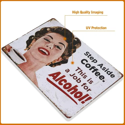 Miniatura 2 de dingleiever Cartel de metal con texto en inglés «Step Aside Coffee Vintage» retro vintage con humor divertido para niñas de los años 50, 12 x 8