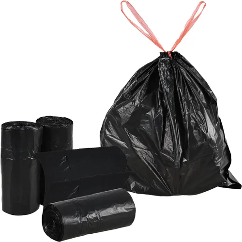 Miniatura 7 de Begale Bolsas de basura con cordón de 6 galones, bolsas de basura negras con cordón pequeño, 115 bolsas de basura sin desgarro
