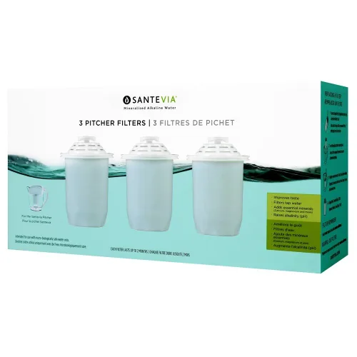Miniatura 3 de Santevia Filtros de repuesto para jarra de filtro de agua, paquete de 3, compatibles solo con jarras Santevia clásicas, alcalinos, añade minerales
