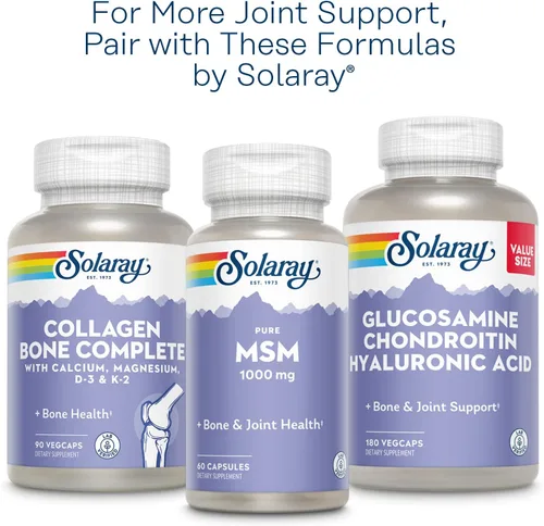 Miniatura 6 de SOLARAY Sulfato de glucosamina de 1500 mg con cúrcuma y boswellia, apoyo para la salud de las articulaciones, 60 cápsulas vegetales (30 porciones)