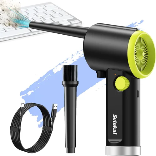 Svinkal Plumero de aire comprimido eléctrico, pistola sopladora de aire para computadora, soplador de aire para teclado de computadora, plumero de