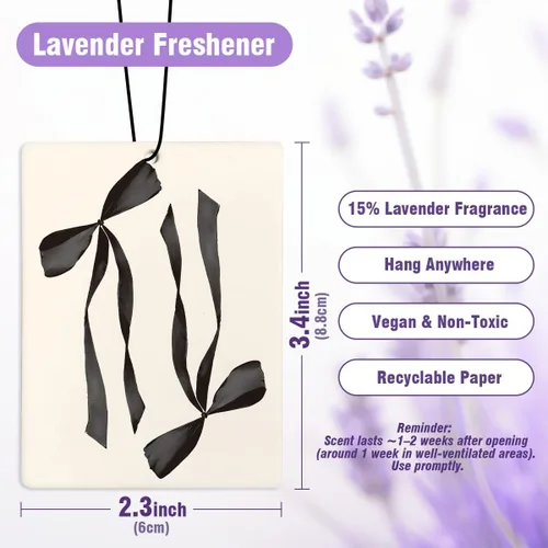 Miniatura 2 de Lindo ambientador de coche Preppy con lazo de cereza, moderno ambientador colgante para auto 3 piezas, ambientador Preppy con lazo negro