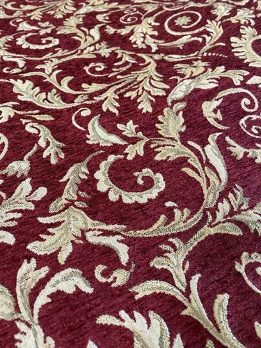 Tapicería Chenille Saxxon - Cortinas de hojas florales para el hogar, tela para el hogar, 56 pulgadas de ancho (carmesí)