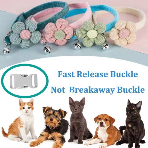 Miniatura 7 de Collar para perros pequeños con flor, Collares para cachorros XS, Collares para perros pequeños con campana para niña niño perrito pequeño (Rosa)