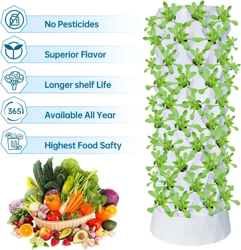 Miniatura 6 de Sistema de cultivo de torre hidropónica, equipo de granja hidropónico para hierbas, frutas y verduras de interior con adaptador de temporizador