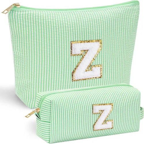 Miniatura 78 de YOOLIFE Regalos del Día de la Madre para mujeres, bolsa de maquillaje con inicial, bolsa de cosméticos, bolsa de maquillaje de viaje, regalos Rosado