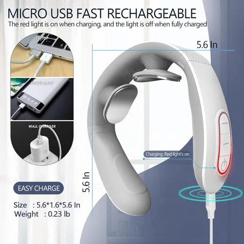 Miniatura 5 de Masajeador de cuello para aliviar el dolor con calor, portátil, pulso eléctrico, tejido profundo, punto de activación, masajeador cervical