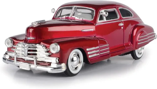 1948 Chevy Aerosedan Fleetline, rojo - Motormax Premium American 73266-1/24 escala modelo de automóvil fundido a presión, unisex para niños