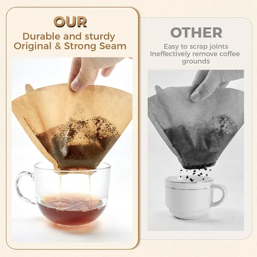 Miniatura 5 de 100 filtros de café en cono #4 de 8 a 12 tazas, papel natural sin blanquear, filtros de café desechables, 4 papel de cono, filtros de papel