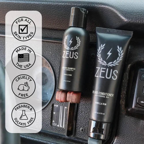 Miniatura 5 de ZEUS Combo de champú y acondicionador para barba de viaje para hombres, juego de aseo esencial para el día del padre con té verde y aceites