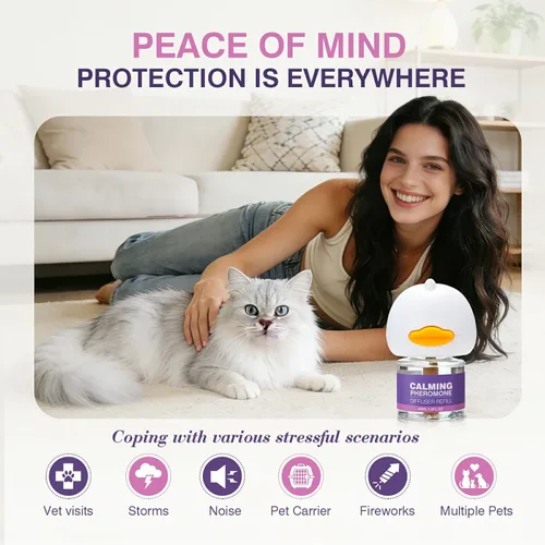 Miniatura 4 de Tcllka Cat Calming Pheromone Diffuser Effectively Relieve Anxiety Stress Cat Calming Diffuser Comfort for Cats Refill Reduce Fighting Spraying and