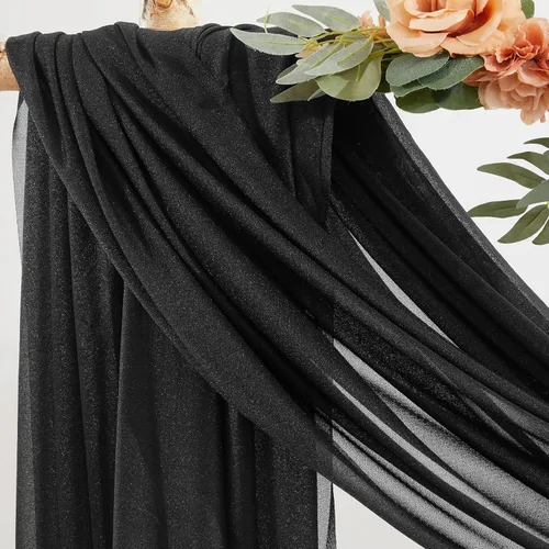 Miniatura 2 de Tela Negra para Drapeado de Arco de Boda 1 Panel 30'' x 20 Pies Cortinas Negras Tela Transparente Telón de Fondo Telas para Drapeado de Arco