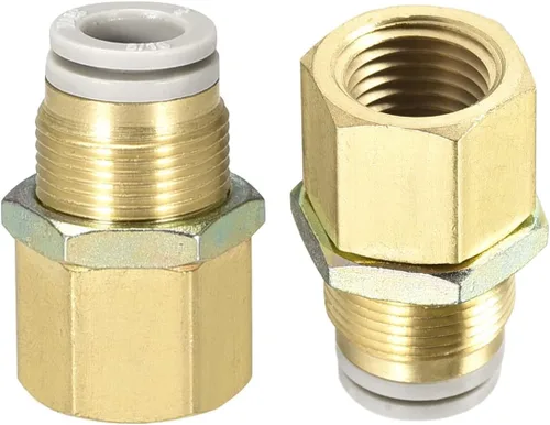 Miniatura 6 de M METERXITY Paquete de 2 accesorios de tubería hembra de 1/4 PT – Unión recta, mamparo de empuje para conectar accesorios, se aplica al sistema