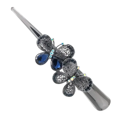 Miniatura 7 de Fashion & Lifestyle Juego de 3 pinzas de corte de cocodrilo grandes de aleación de metal para mujeres y niñas, horquillas de sujeción bastante