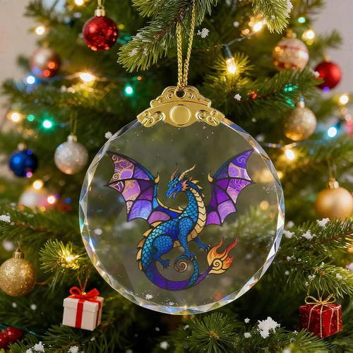 Miniatura 6 de Adornos de Navidad de dragón para decoración de árbol, adornos colgantes decorativos de vidrio de 2.75 pulgadas, decoración de dragón de árbol