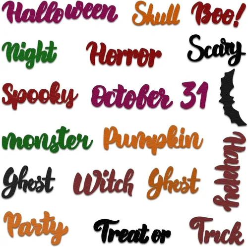Troqueles de corte de palabras de Halloween para hacer tarjetas y decoraciones de álbumes de fotos, letras de calavera fantasma, troqueladas, Estilo