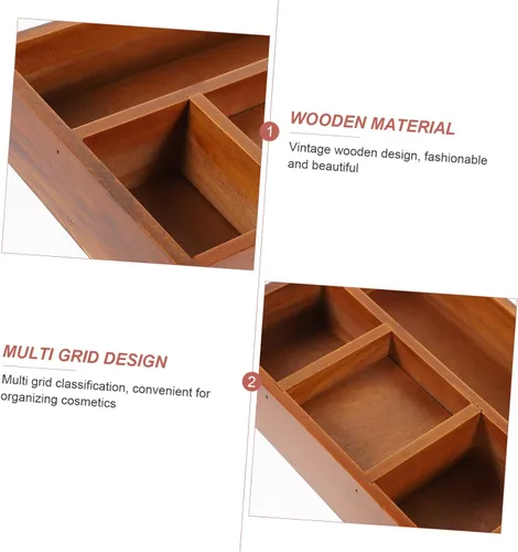 Miniatura 6 de Cabilock Bandeja de joyería dorada para perfumes, bandeja de tocador de tocador, compartimento de madera, organizador de maquillaje, solución