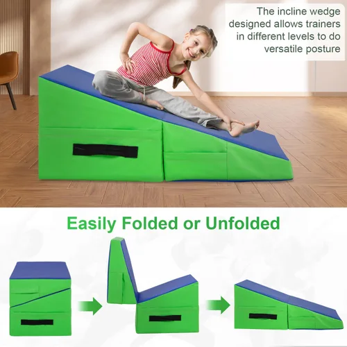 Miniatura 4 de BestMassage Gymnastics Mat Incline Mat Tumbling Mat Folding Gymnastic Tumbling Mat Indoor/Outdoor Exercise Mat Home Gym Yoga Mat with Handle