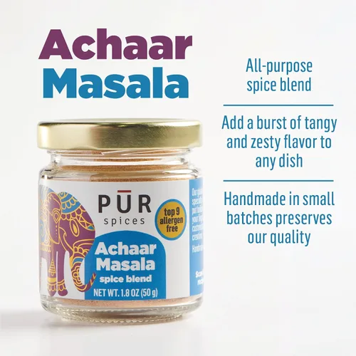 Miniatura 3 de PUR Spices Achaar Masala I Indian Pickling Spice I Mezcla de condimentos salados multiusos y frote hecho con chiles e hinojo Perfecto para asar