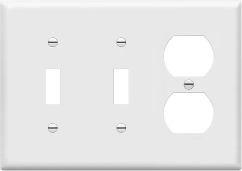 Miniatura 11 de ENERLITES Placa de pared combinada de triple banda, interruptor de palanca doble/placa de cubierta de receptáculo dúplex individual, tamaño estándar