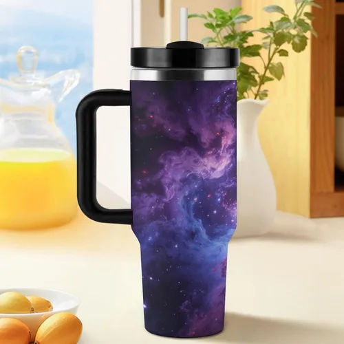 Miniatura 7 de Cosmic Nebula Travel Coffee Tumbler Stainless Steel,Coffee Mug with Lid & Straw,Cup with Handle,Large Capacity,Double Wall Vacuum Leak Proof Ice