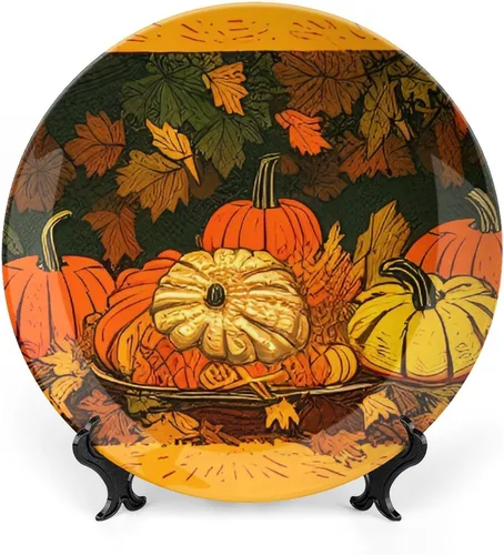 Miniatura 14 de Platos decorativos de calabazas grandes de Acción de Gracias, platos de cerámica para decoración del hogar, platos de cena de temporada de otoño
