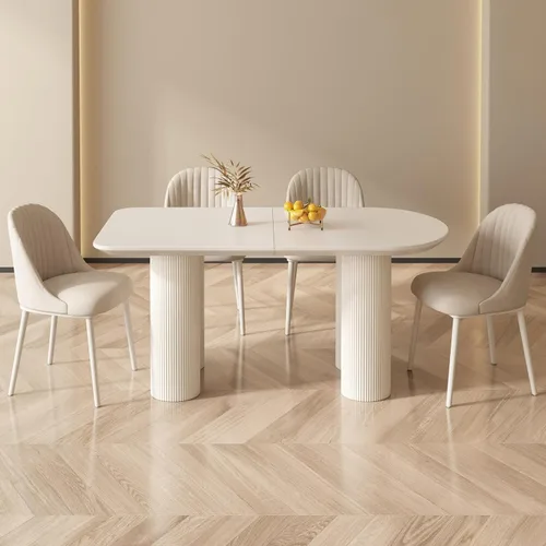 Miniatura 4 de Miuuod Mesa de comedor que ahorra espacio para apartamentos pequeños para 4-6 personas, muebles resistentes de mediados de siglo