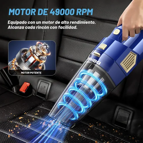 Miniatura 4 de Aspiradora de mano inalámbrica, 15000 PA, potente aspirador de succión para automóvil, ligero con múltiples accesorios, aspiradora de mano