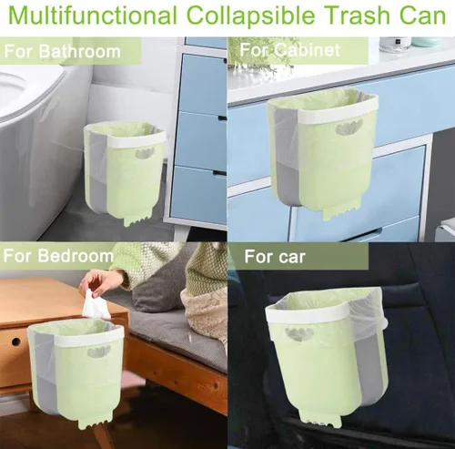 Miniatura 7 de Cubo de basura colgante de cocina, cubo de basura pequeño plegable para puerta de armario de cocina, contenedor de basura de plástico plegable