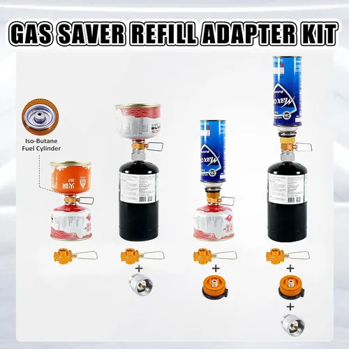 Miniatura 5 de Kit de Adaptador de Recarga de Gas RULLINE para Estufas de Camping - Juego de Adaptador de Recarga de Botella de Válvula EN417 Lindal para Tanques