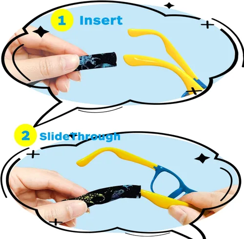 Miniatura 2 de Diseño de retenedor de lentes para niños con material de neopreno flotante, correa ajustable para lentes sin cola para niños y niñas, paquete de 2