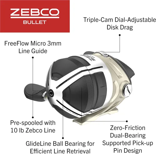 Miniatura 4 de Zebco Bullet MG Spincast Fishing Reel, Size 30 Reel, Ultra-Lightweight Magnesium Body, Changeable Right- or Left-Hand Retrieve, Oversized Non-Slip