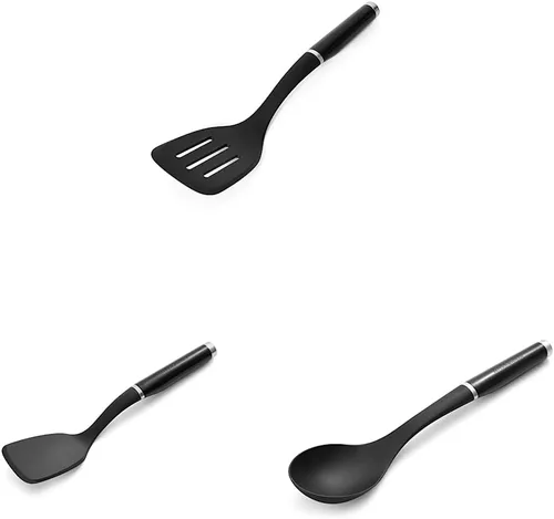 KitchenAid Espátula ranurada y cuchara para untar, 13.66 pulgadas, color negro