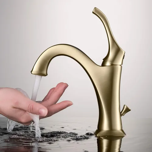 Miniatura 14 de KRAUS KBF-1201SFS Arlo Grifo de lavabo de una sola manija para baño con drenaje de varilla de elevación y placa de cubierta, acero inoxidable Acero