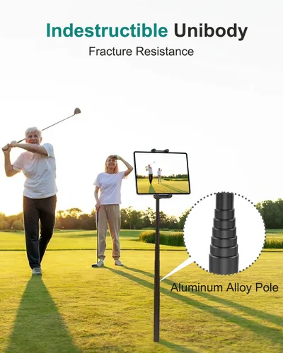 Miniatura 3 de Palo monopie de golf, soporte para tableta de golf para iPad y teléfono de 4 a 13 pulgadas, soporte analizador de swing de golf con palo de selfie