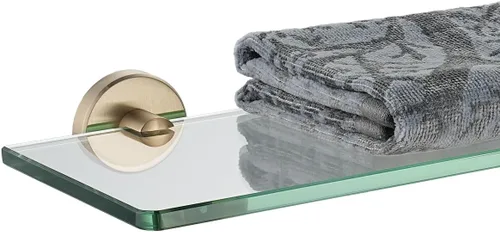 Miniatura 10 de JQK Estantería de baño de vidrio bronce, estante con toallero de 15 pulgadas de vidrio templado, almacenamiento para ducha de 16 por 5 pulgadas