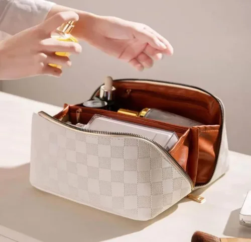Miniatura 3 de Bolsa de maquillaje de viaje Bolsa de maquillaje de gran capacidad para mujer Neceser portátil con cremallera Organizador de maquillaje