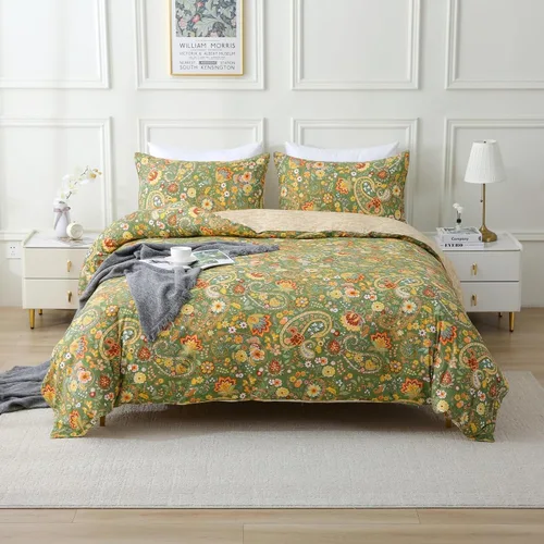 Miniatura 14 de ABREEZE Fundas de edredón individuales, juego de ropa de cama bohemio retro, funda de edredón de mandala colorida, funda de colcha estilo floral